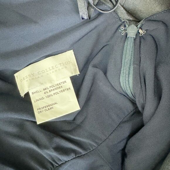 DESSY COLLECTION Cap Sleeve Blouson Faux Wrap Dress in Midnight Navy Blue 3050 4 - Picture 5 of 6